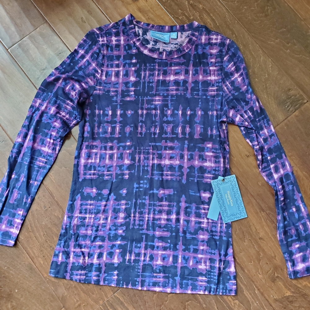 Women's Long Sleeve Tie-Dye Top - Purple and Pink